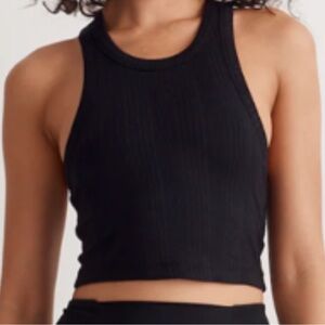 Black Ribbed Crop Top Madewell variegated Brami xs NWT